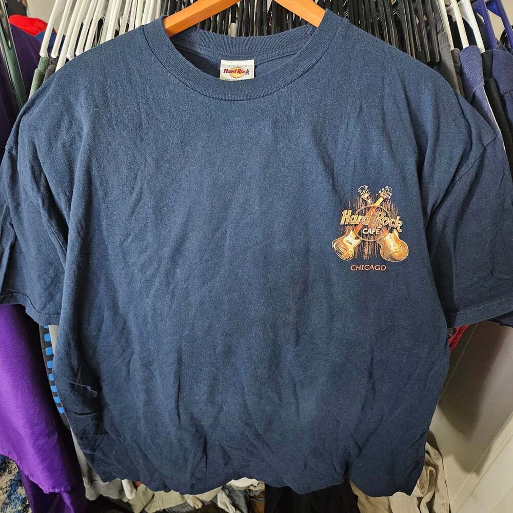 Vintage Hard Rock Cafe Chicago Graphic T-Shirt Blue Made in USA